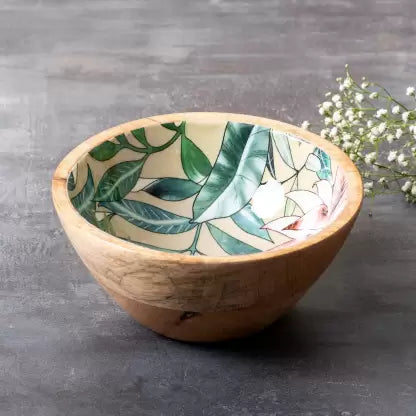 Wooden Vegetable Bowl Serving Printed Bowls wooden for snacks dry fruits Kitchen