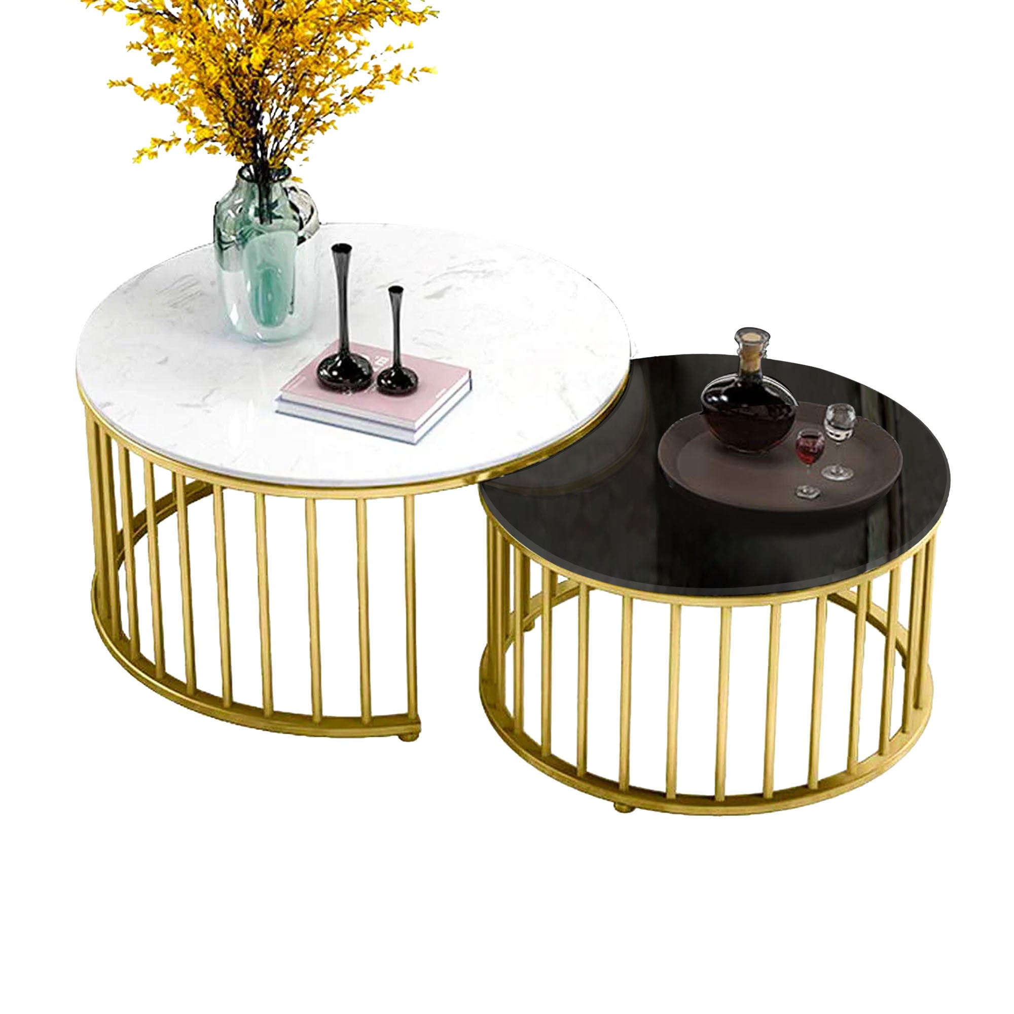 Premium Golden Caged Table Set of 2