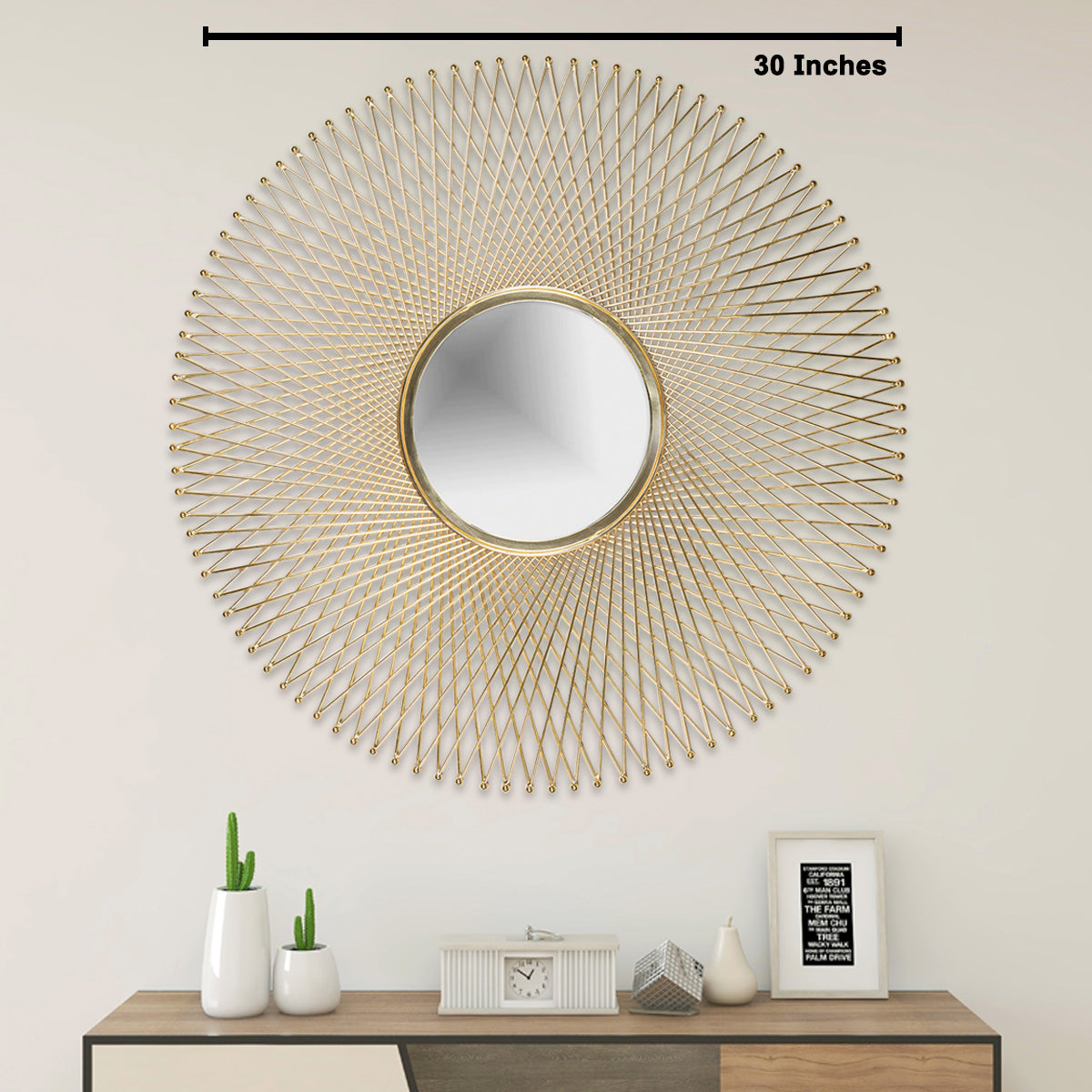 Aesthetic Gold Wire Frame Mirror