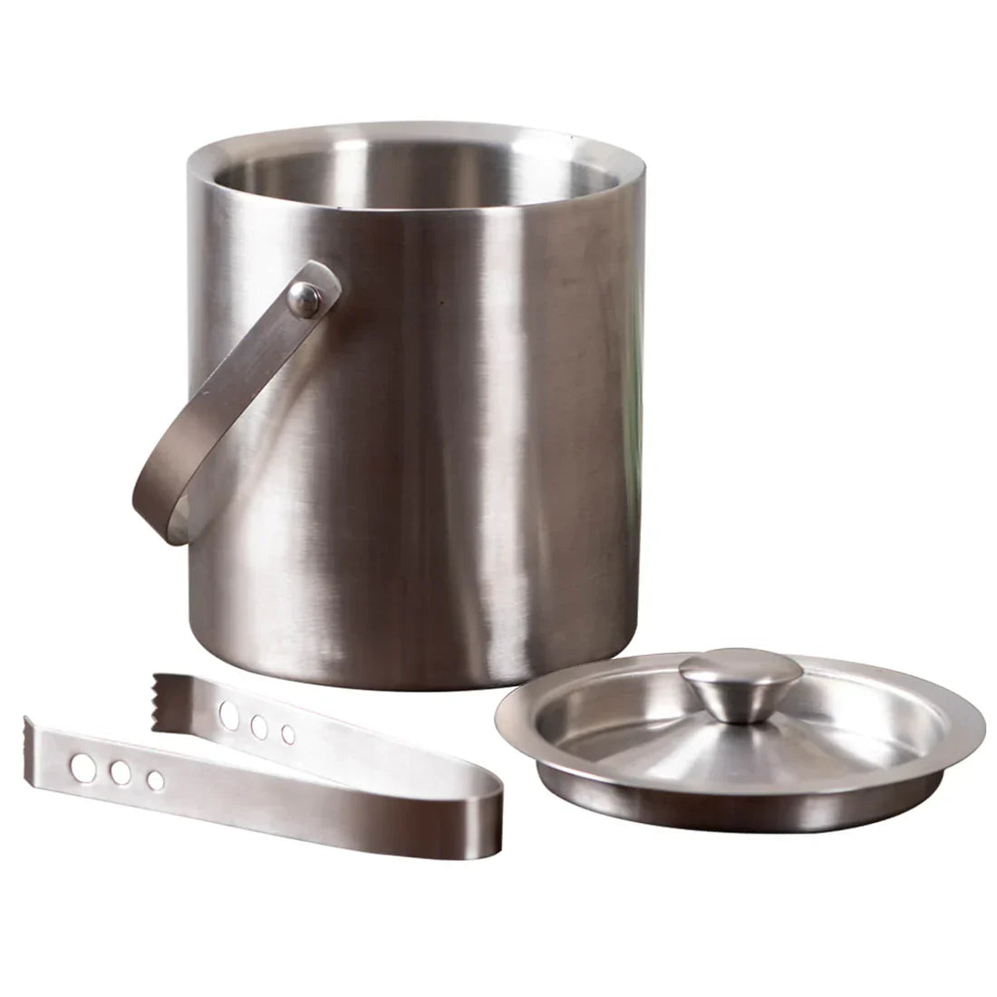 Stainless Steel Ice Bucket with tong in Silver Color