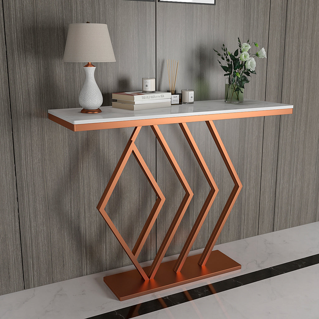 Classic Design Copper Console Table in Geometric Pattern