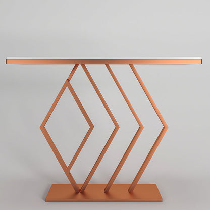 Classic Design Copper Console Table in Geometric Pattern