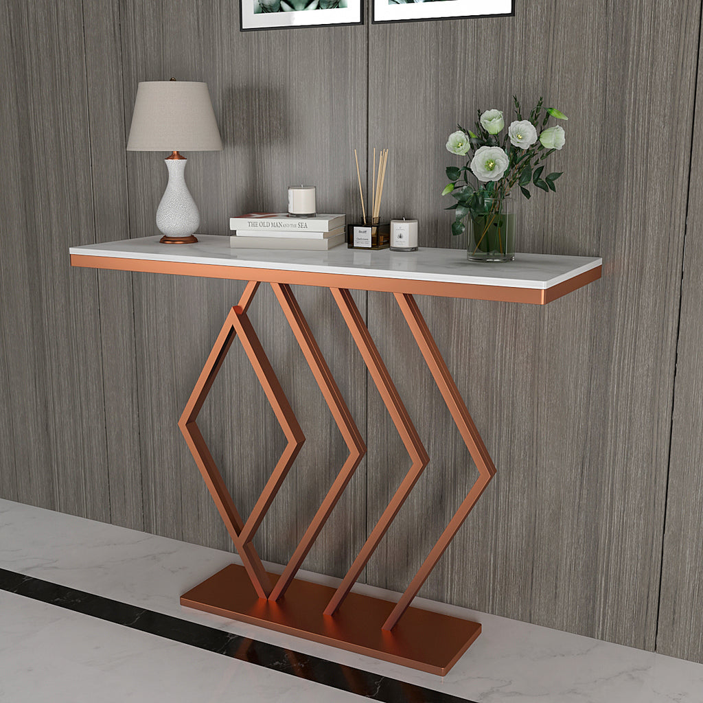Classic Design Copper Console Table in Geometric Pattern