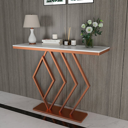 Classic Design Copper Console Table in Geometric Pattern