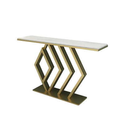 Classic Design Golden Console Table in Geometric Pattern