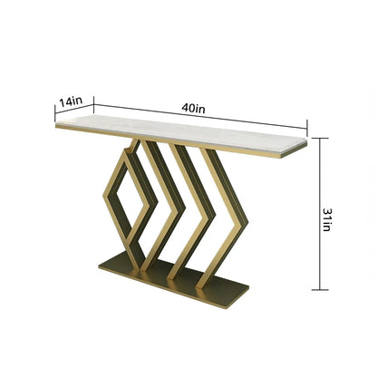Classic Design Golden Console Table in Geometric Pattern