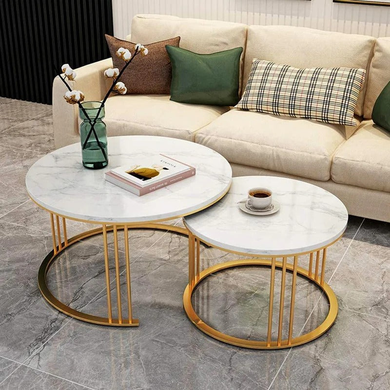 Classic Designer Tethered Iron Stand Coffee Table Set of 2