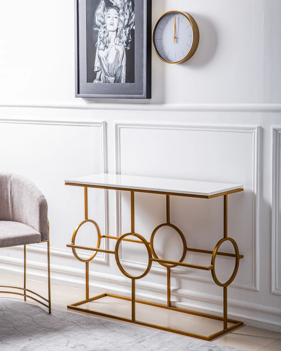 Contemporary Console Table in Geometric Pattern Design