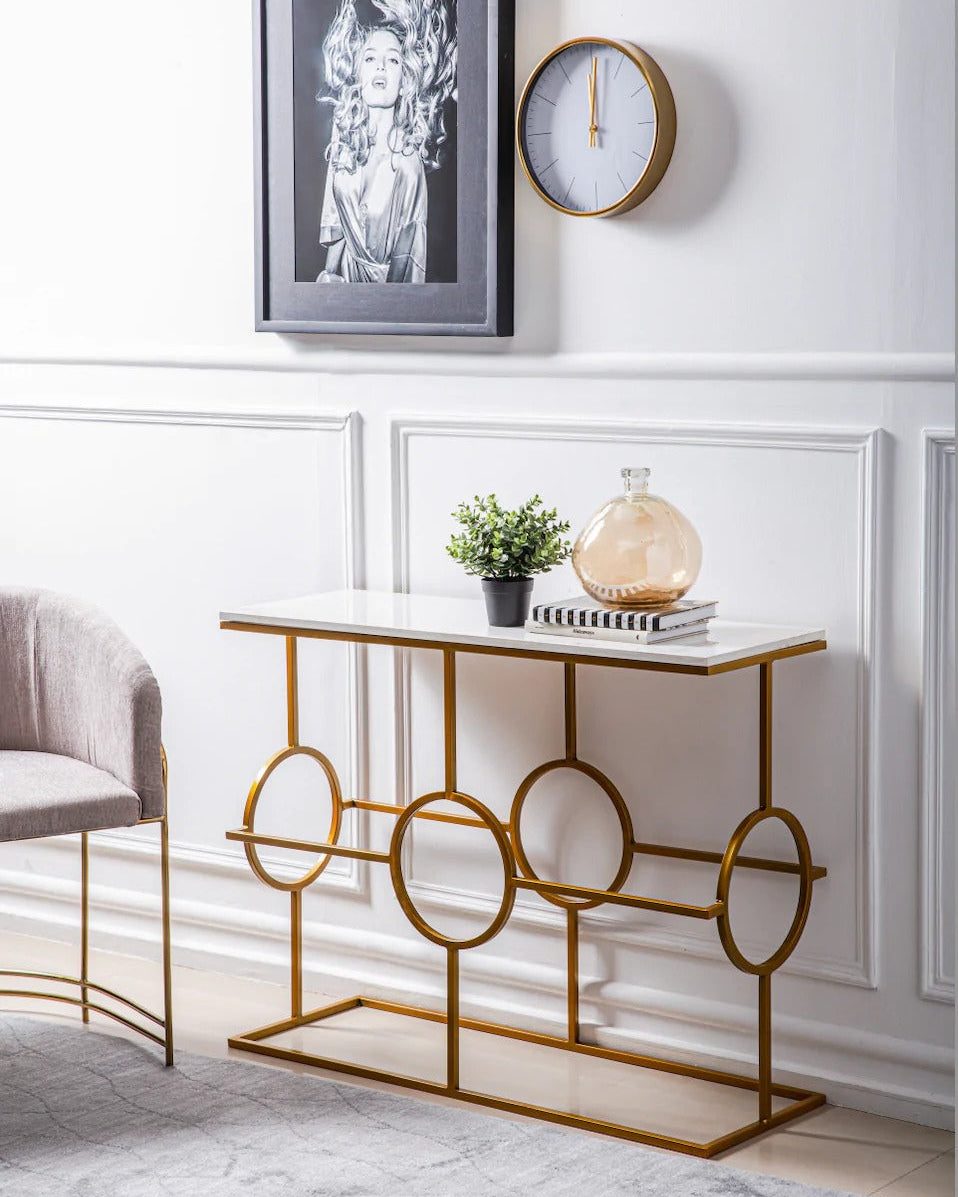 Contemporary Console Table in Geometric Pattern Design