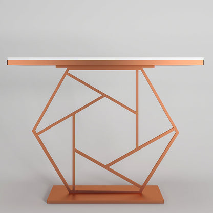Contemporary Copper Finish Console Table In Hexagonal Design