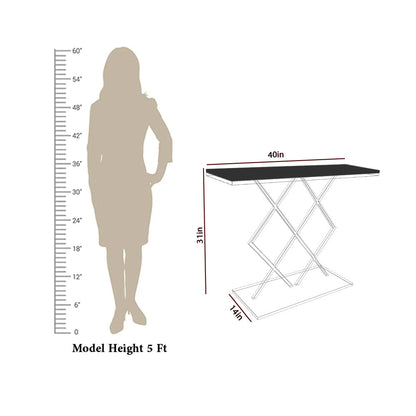 Copper Finish Console Table In Geometric Criss Cross Pattern