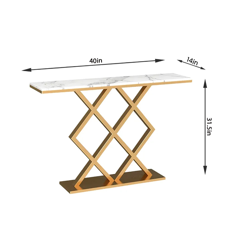 Geometric Criss Cross Pattern Contemporary Console Table