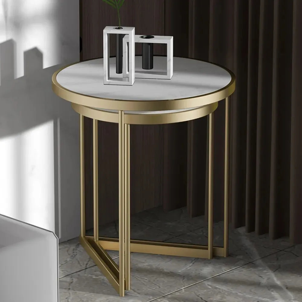 Golden Duo Metal Nesting Side Tables Set of 2