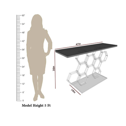 Honeycomb Motif Copper Finish Metal Console Table