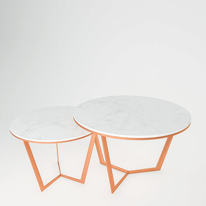 Metallic Nesting Center Tables of Copper Luxe Base Set of 2