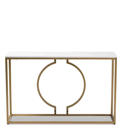 Metallic Ring Console Table with White Marble Table Top