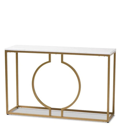 Metallic Ring Console Table with White Marble Table Top