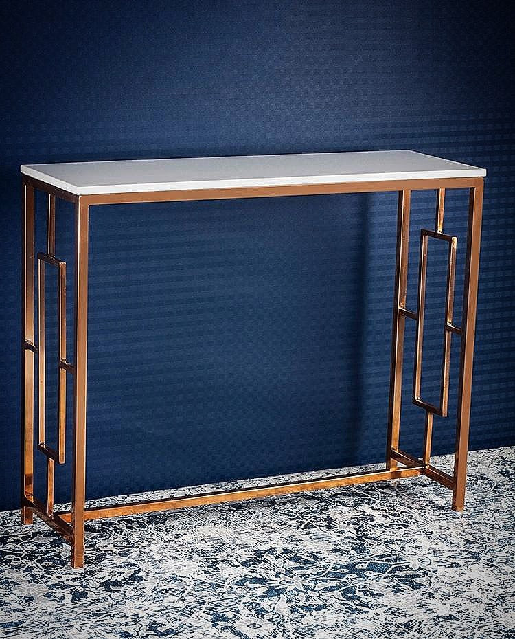 Modern Design Console Table with Copper Metal Finish