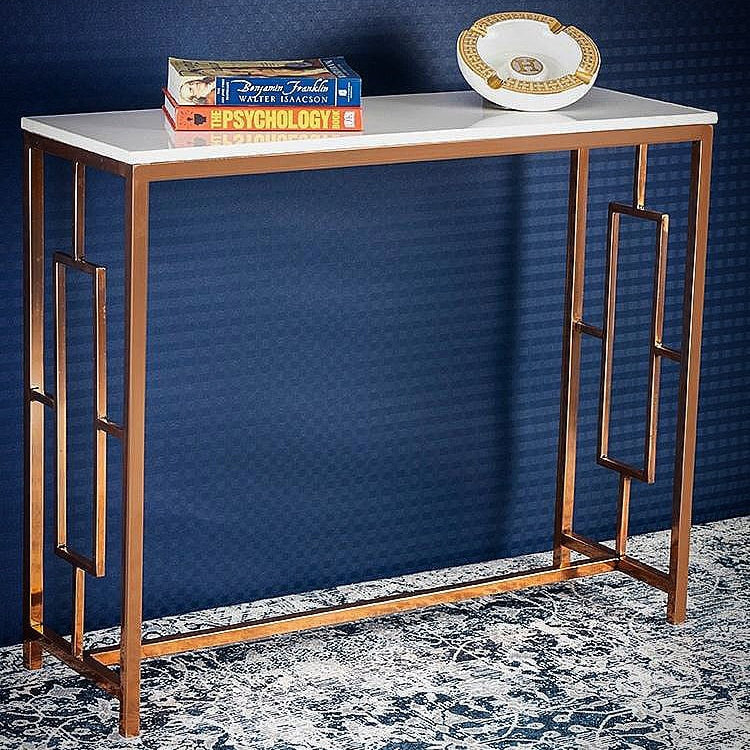Modern Design Console Table with Copper Metal Finish