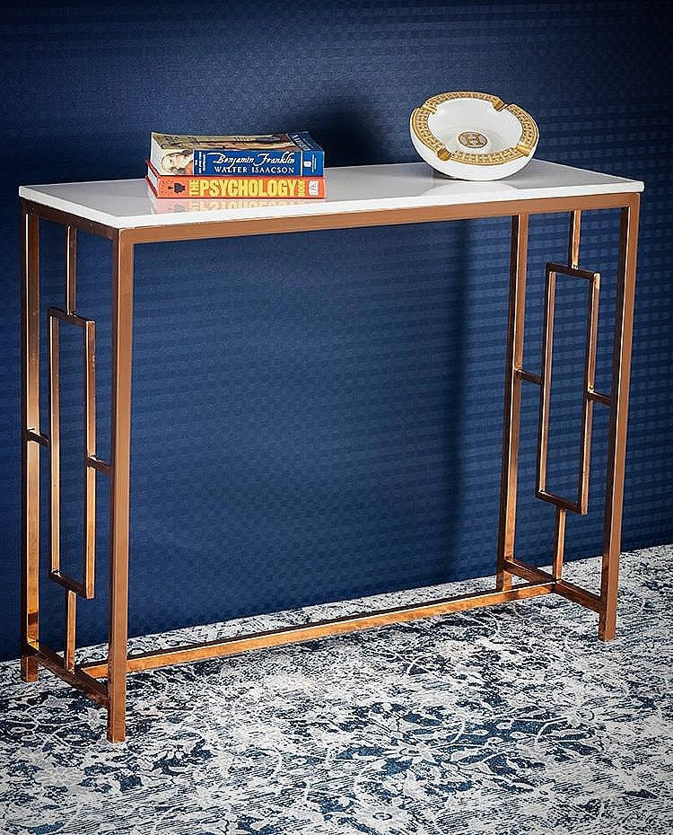 Modern Design Console Table with Copper Metal Finish