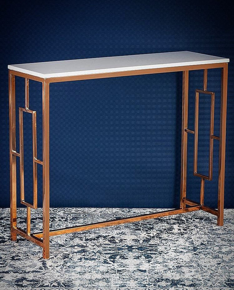 Modern Design Console Table with Copper Metal Finish