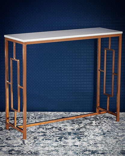 Modern Design Console Table with Copper Metal Finish