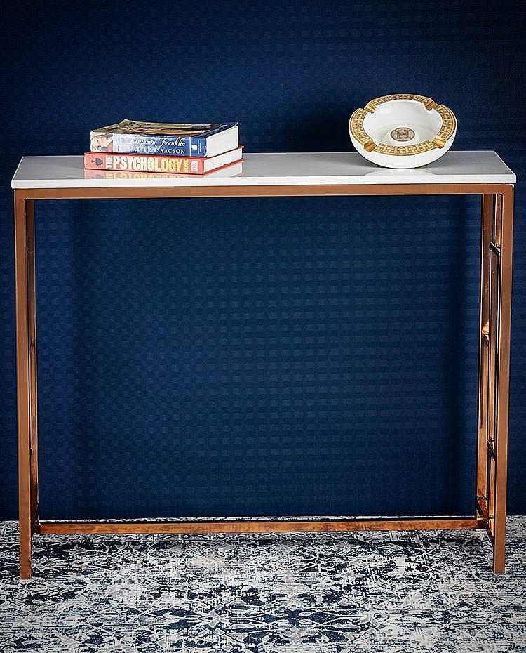 Modern Design Console Table with Copper Metal Finish