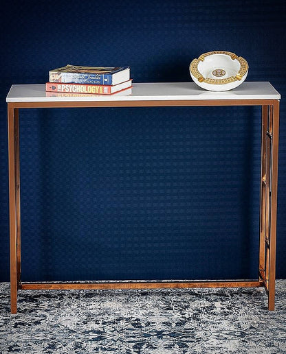 Modern Design Console Table with Copper Metal Finish