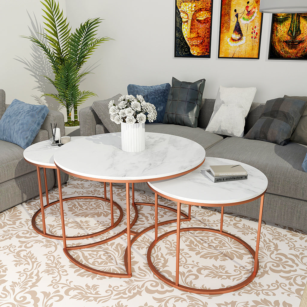 Premium Copper Nesting Trio Tables Set of 3