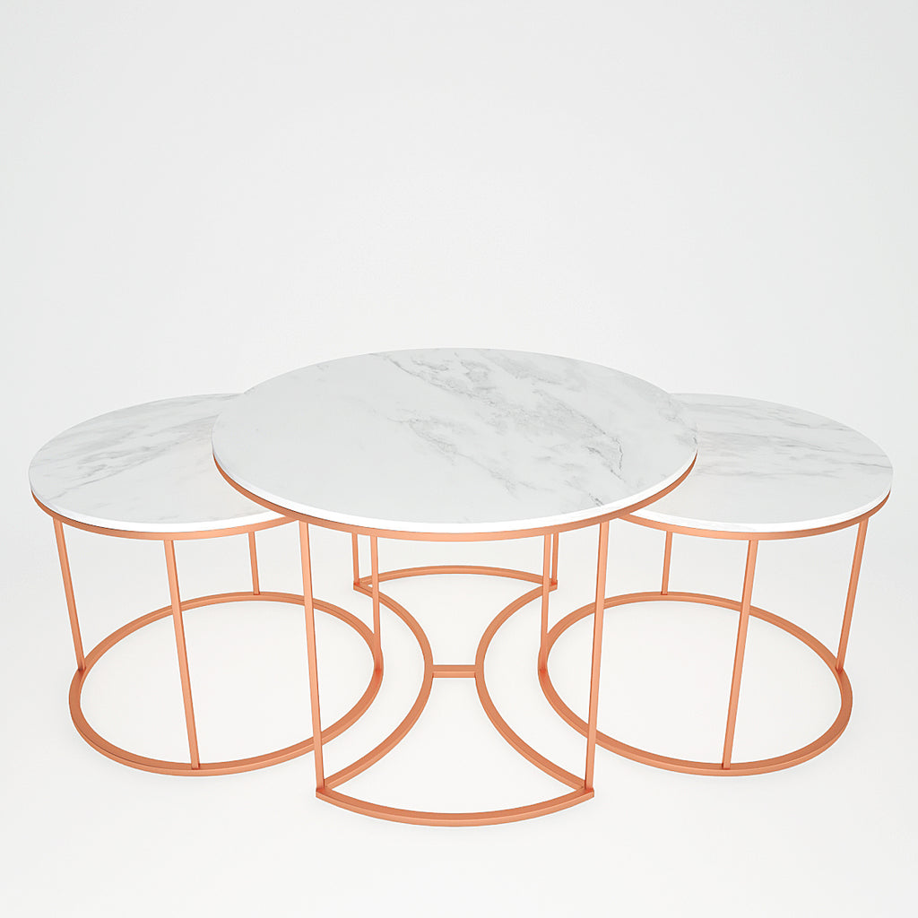 Premium Copper Nesting Trio Tables Set of 3