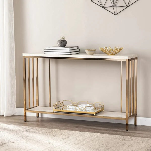 Premium Faux Marble Designer Console Table with Metal Finish