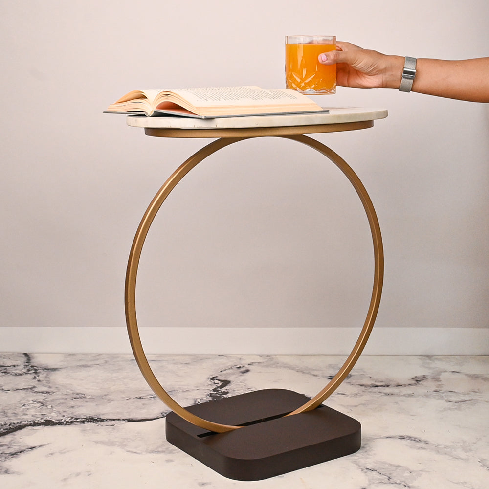 Premium Golden Halo Classic Metal Side Table