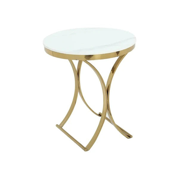 Premium Golden Iron White Round Marble Table