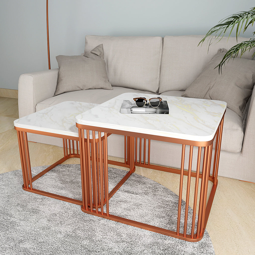 Square Copper Tethered Nesting Table Set of 2