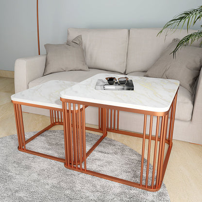 Square Copper Tethered Nesting Table Set of 2
