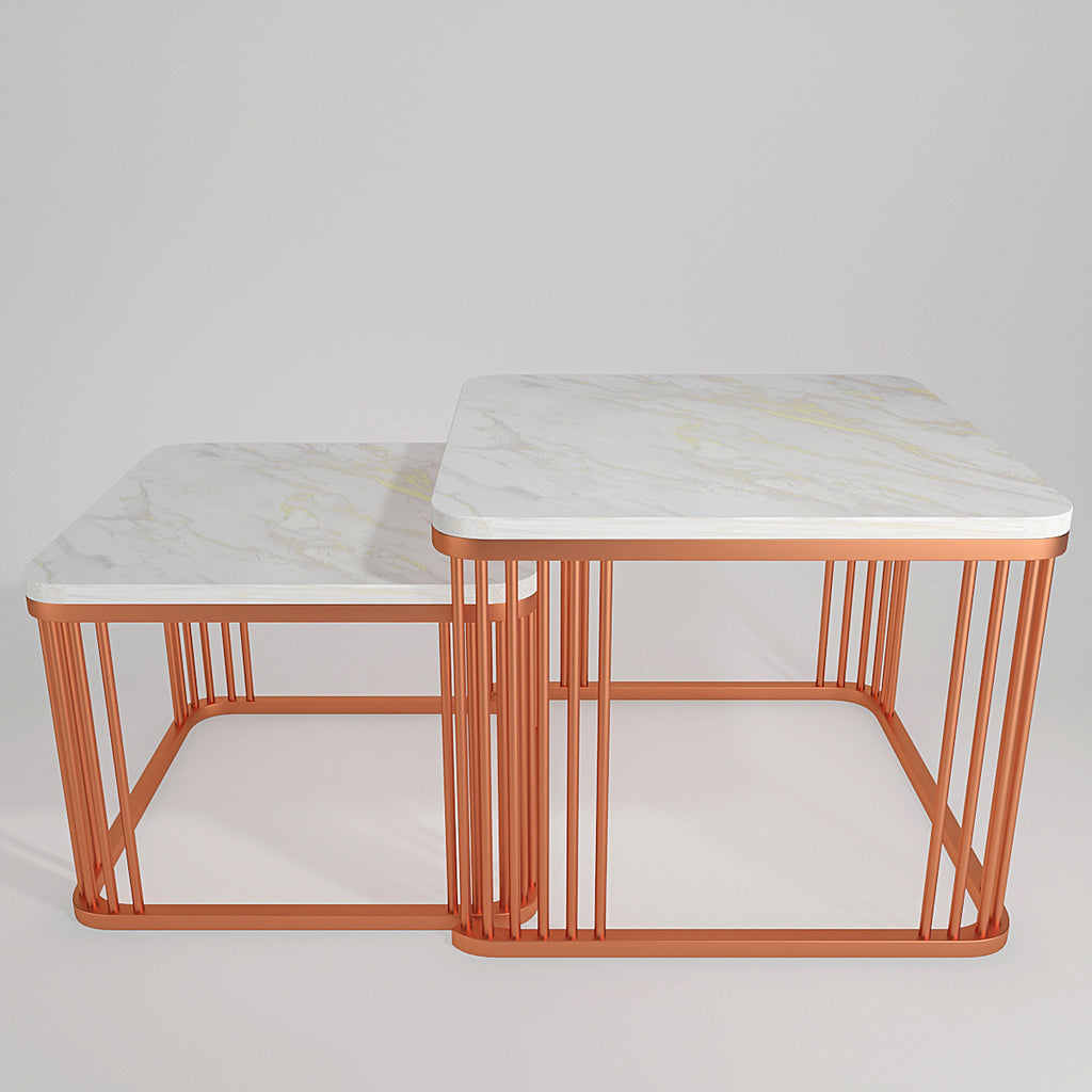 Square Copper Tethered Nesting Table Set of 2