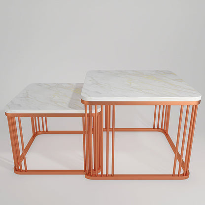 Square Copper Tethered Nesting Table Set of 2