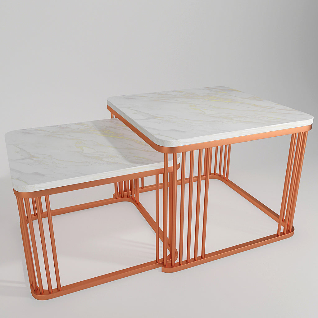 Square Copper Tethered Nesting Table Set of 2