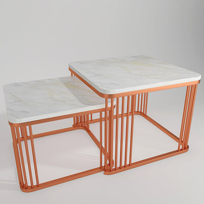 Square Copper Tethered Nesting Table Set of 2