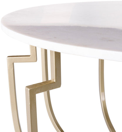 Unique Design White Marble Golden Metal Center Table