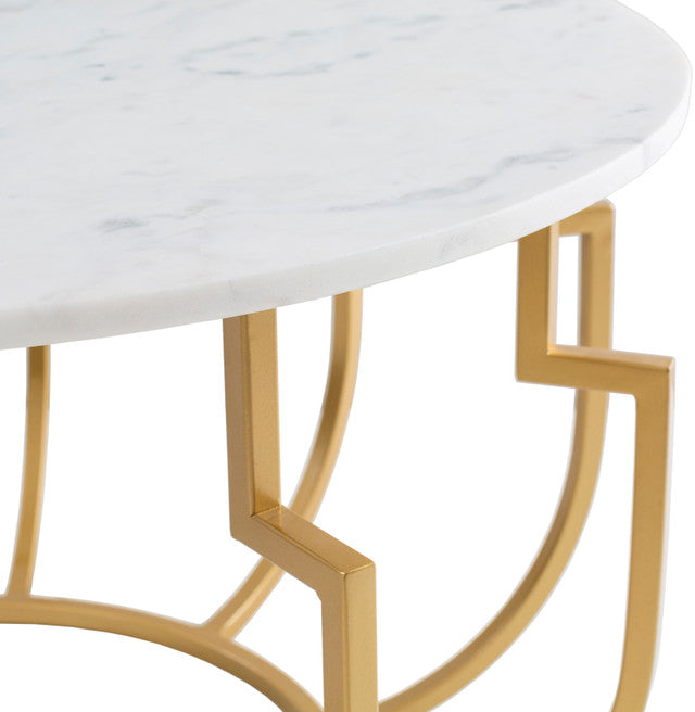 Unique Design White Marble Golden Metal Center Table