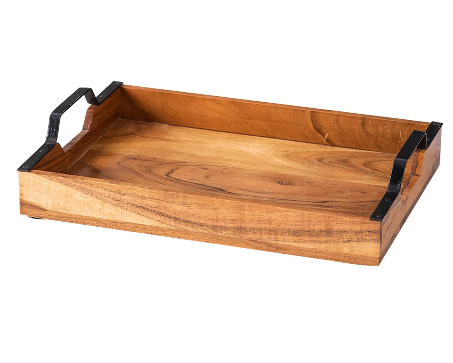 Inseparables Teak Wood Serving Tray - Black