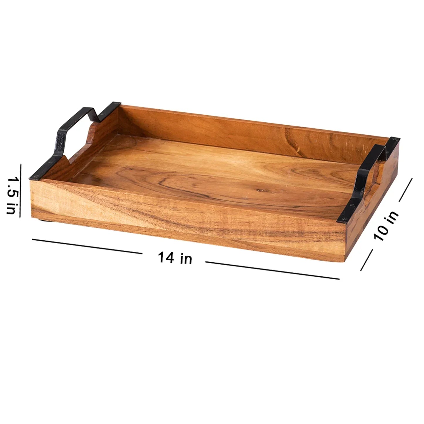 Inseparables Teak Wood Serving Tray - Black