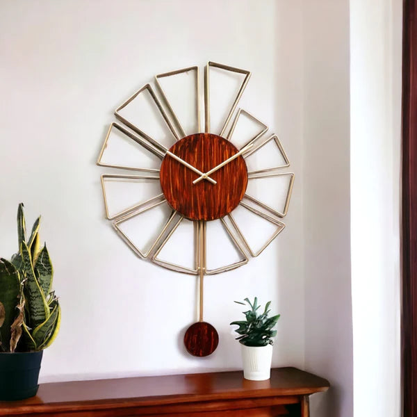 Brown & Gold Designer Pendulum Clock