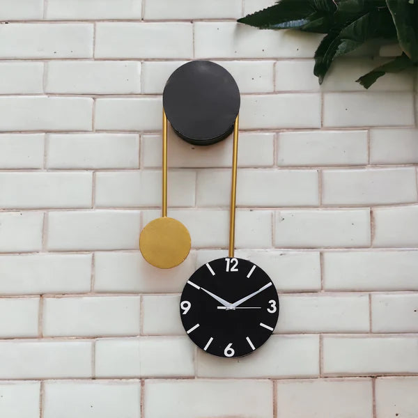 Black & Gold Hanging Dial Wall Clock