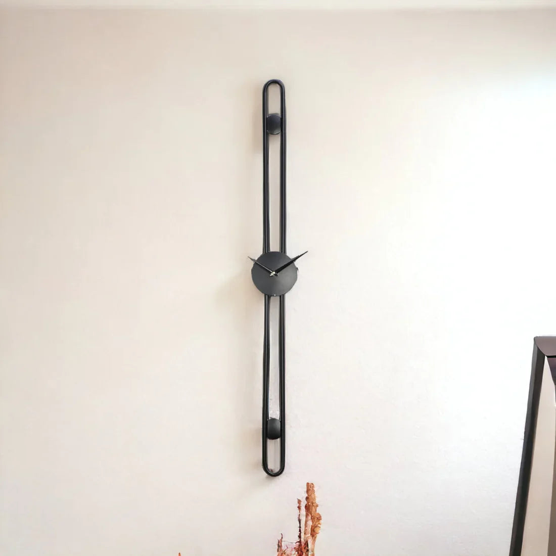 Minimal Long Hollow Black Wall Clock