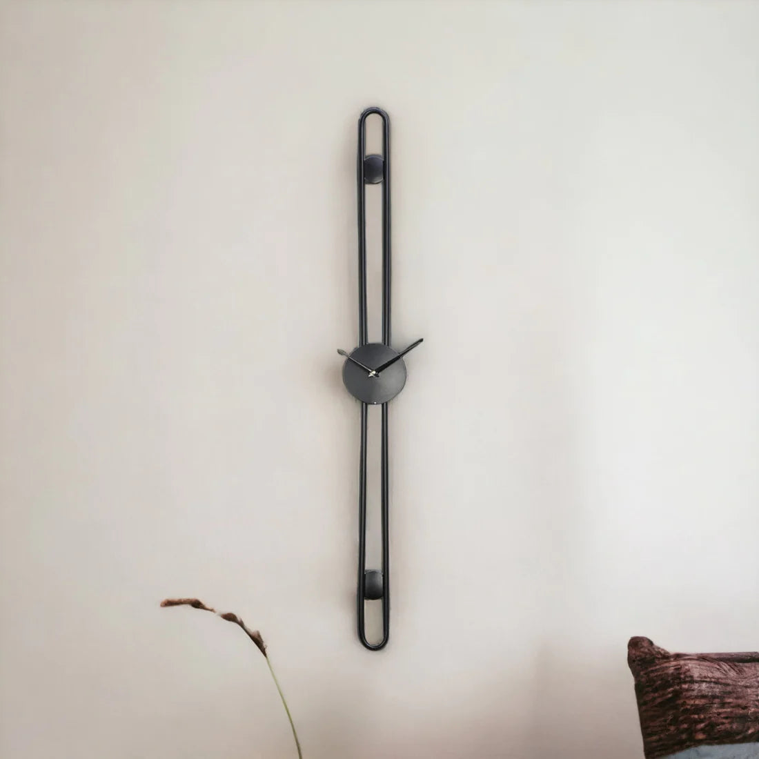 Minimal Long Hollow Black Wall Clock